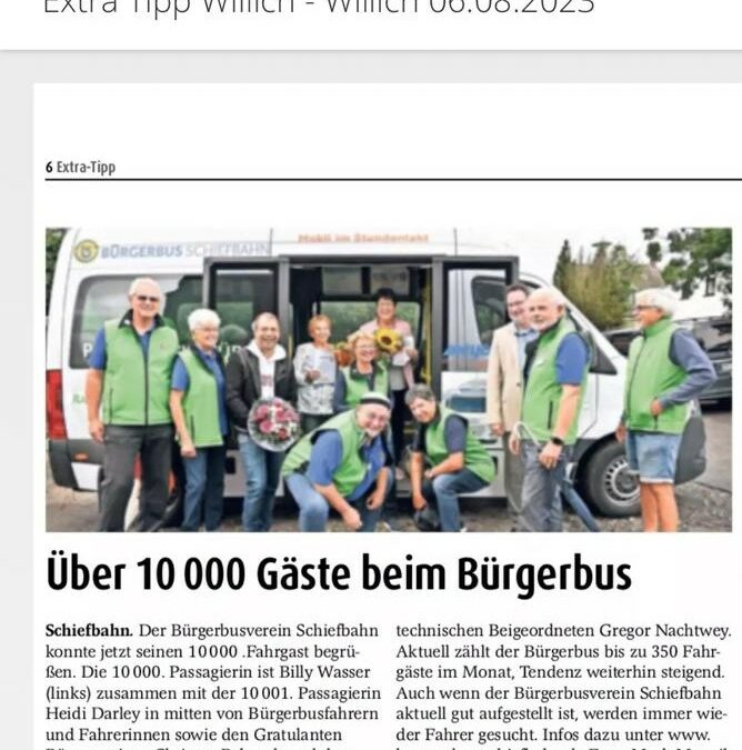 Über 10.000 Fahrgäste beim Bürgerbus Schiefbahn